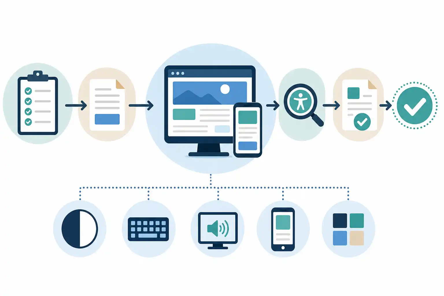 Infografik zu Barrierefreie Software und Websites ausschreiben: BITV 2.0 und EN 301 549 praxisnah umsetzen (KI-generiert)