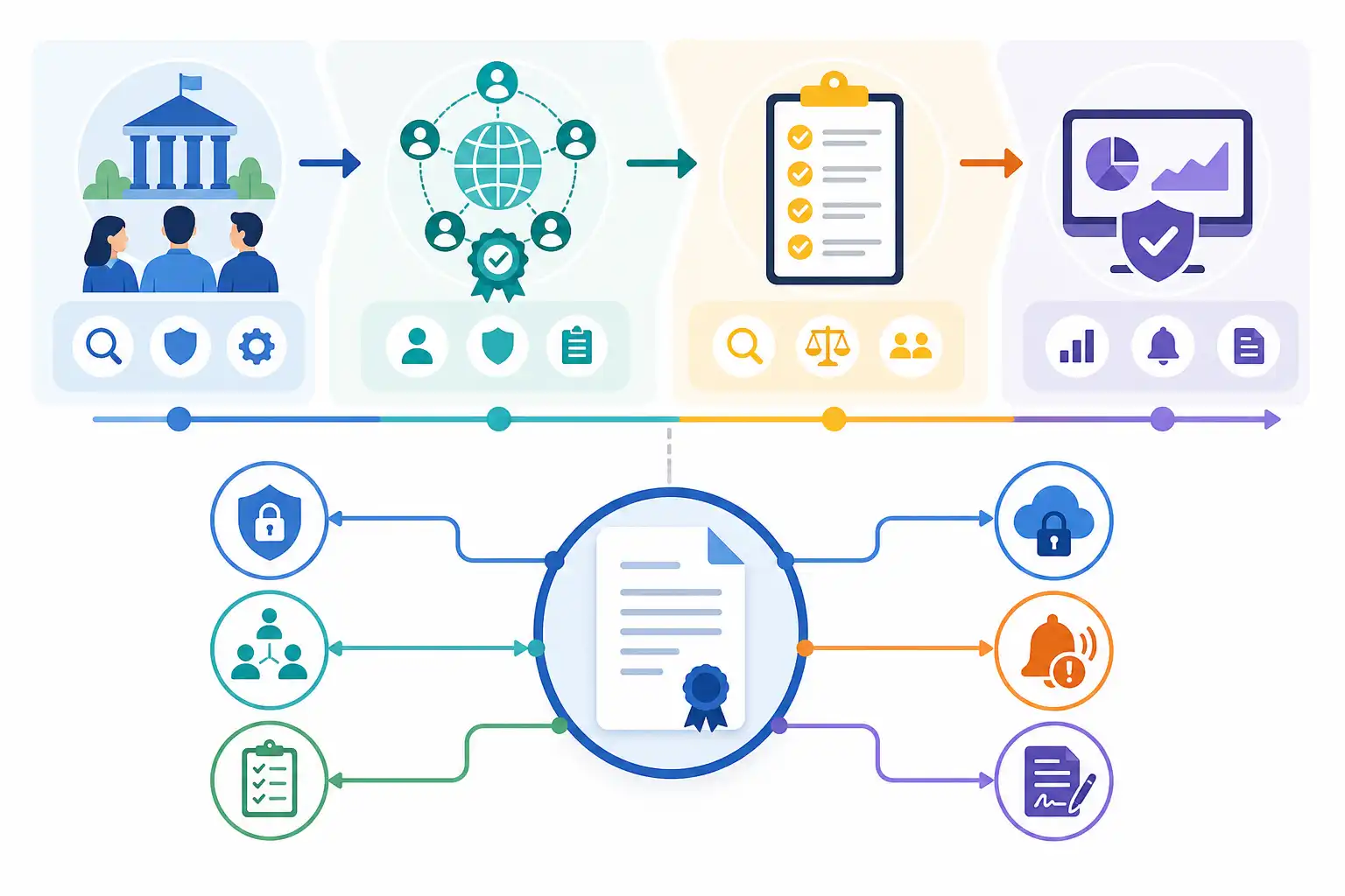 Infografik zu NIS2-konforme IT-Dienstleistungen ausschreiben: Sicherheitsanforderungen und Nachweise vergaberechtskonform gestalten (KI-generiert)